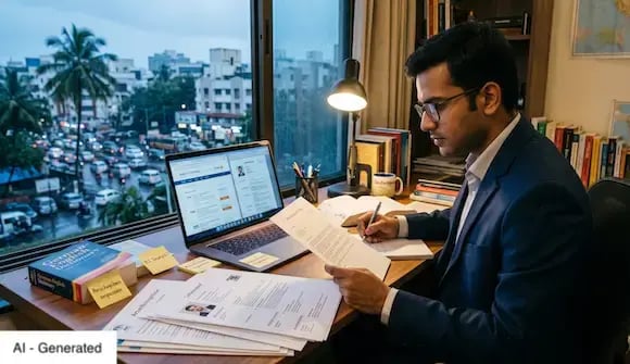 Young guy from India applies for a job in Germany